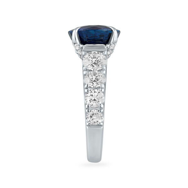 Sapphire Round-Cut Ring with Diamonds in White Gold
